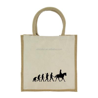 China Reusable Reusable Cotton Hemp Tote Bag Reusable Jute Grocery Wine Shopping Bag Customized Image for sale