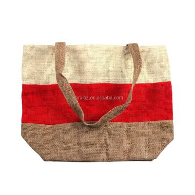 China Guangzhou Handled Bag Factory Custom Logo Printed Eco Friendly Hessian Hemp Jute Tote Shopping Bag With Handle for sale