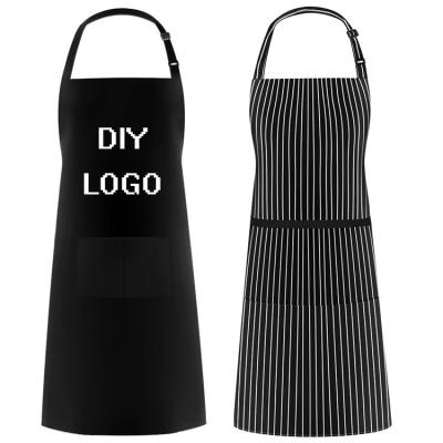 China Adjustbale Neck Strap Apron Customized Work Adjustable Kitchen Baking Pocket Apron Polyester Fabric Garden Oil Proof Printed Waterproof Apron With Pocket for sale