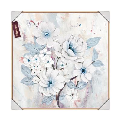 China Modern yaornge Modern Simple Art L shape Rose Gold Picture Frame with flower oil painting for home wall decoration size in 76*76cm cm for sale