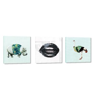 China New Classic/Postmodern Modern Canvas Wall Art Print Animal Decorative Picture Set of 3 Combination Paintings for sale