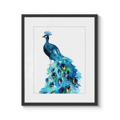 China New Classic/Postmodern Modern Print Green Peacock View Interior Home Wall Art Paper Prints Decoration Customized Picture Wall Art for sale