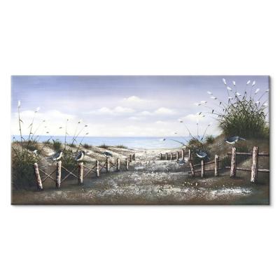 China 100% Handpainted Modern Textured Landscape Seaside Bird Oil Painting Canvas Wall Art For Living Room For Home Wall Decor for sale