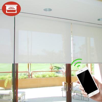 China Minimalist Electric Blinds / Motorized Roller Blinds Tubular Motor , Auto Blinds For Office for sale