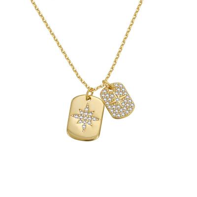 China New Style 925 Zirconia Snowflake Square Combination Necklace Women Jewelry Trendy Silver Plated Gold Plated Necklace for sale