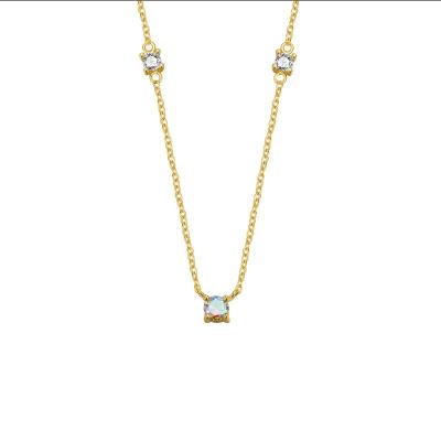 China 2023 Trendy Fashion Preferred Silver Gold Plated 925 18K Zircon Necklace Clavicle Chain Pendant Necklace for sale