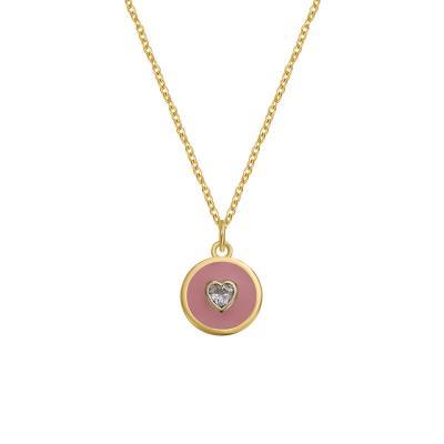 China FASHION manufacturers wholesale fashion jewelry 925 silver gold plated pink heart zircon necklace pendant ladies for sale