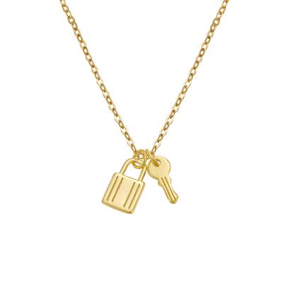 China Hot Wholesale Hot Gold Plated Key Lock Vintage 925 Silver Lady Main Lady Sweater Clavicle Factory Sale Necklace Pendant Jewelry for sale