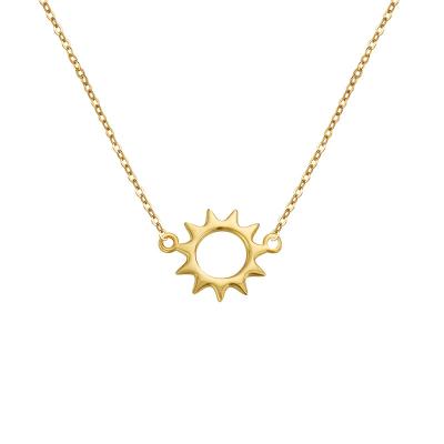 China TRENDY simple and exquisite 925 silver gold plated hollow shape fashion sun necklace ladies sun pendant necklace for sale