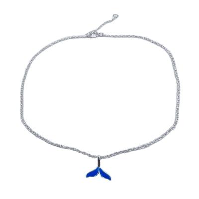 China FASHIONABLE 925 Silver Blue Fishtail Women's Anklet Bracelet Ocean Style Beach Charm Anklet for sale