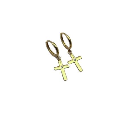 China FASHIONABLE Classic Jewelry Charm Cuddling Earrings 925 Sterling Silver Gold Plated Delicate Dangling Cross Earrings for sale