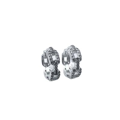 China FASHIONABLE High End S925 Circle 5A Sterling Silver Zircon Rectangular Zircon Drop Earrings From Jewelry Manufacturer for sale