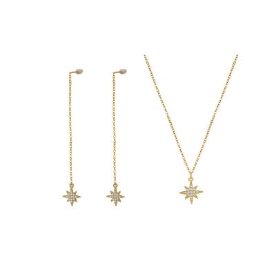 China FASHIONABLE Romantic Polaris Pendant Necklace Dangling Earrings Set 925 Silver Gold Plated Diamond Jewelry SetPola Pendant Necklace Earrings for sale