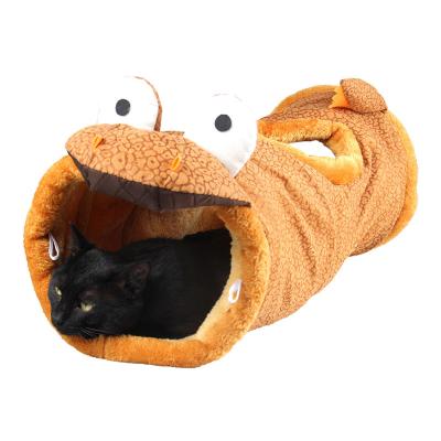 China Viable Wholesale Pet Accessories Tunnel Cat Foldable Cat Tunnel With Toys Cat Plush Tunnelcat Plush Tunnel for sale