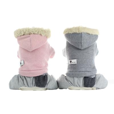 China Pet Jacket Overalls Winter Stocked Pet Clothes Warm Puppy Hoodie Rabbit Fur Animal Cotton Thick Jacket for sale