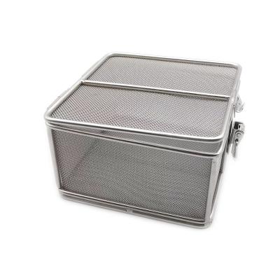 China Factory direct folding cleaning 304 stainless steel woven baskets welded container disinfection basket for sale