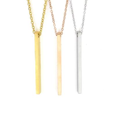 China Stainless Steel Punk Gold Plated Long Pendant Band Bar Necklace Pendant Necklace For Woman for sale