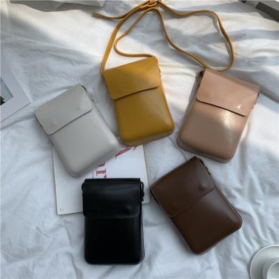 China Custom Leather Solid Color Mini Rope Girls Crossbody Messenger Mobile High Quality PU Bags Chest Sling Shoulder Bag For Women for sale