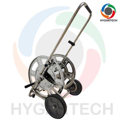 China Multifunctional Metal Trolley Hose Cart With Stainless Steel Construction Brass Flow Way and 3/4