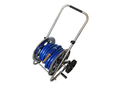 China Original Color Trolley Hose Reel Cart , Metal Garden Hose Cart With PVC Hose Set, 3/4