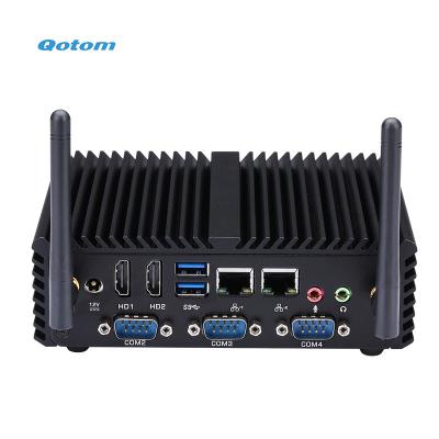 China Qotom Mini Desktop Industrial PC LAN X86 Dual 4x RS-232 Fanless Core i5-4200U for sale