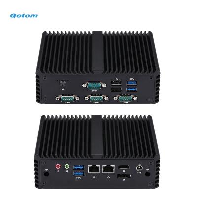 China Qotom Industrial Fanless Mini PC J4125 Quad Core 2.0 GHz X86 Mini Industrial Desktop PC Dual Core 24/7 LAN 4x RS232 for sale