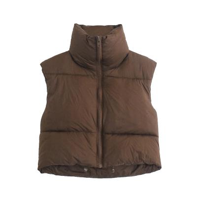 China European and American women's clothing winter cotton coat breathable vest new zippered stand collar vest for sale