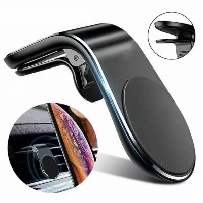 China 2020 New Air Vent Universal Mobile L-Type Clip Cell Phone Magnetic Cell Phone Car Holder for sale