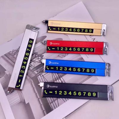 China 2021 Accessories 2021 Auto Accessories Safe Auto Privacy Protection Car Cutter Belt Card Temporary Creative Luminous Parking Metal Phone Number Card for sale