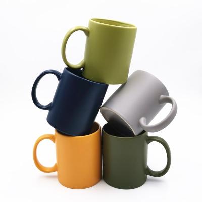 China Viable Korean Fashion Style 11oz Color Matte Luster Bulk Ceramic Coffee Mug for sale