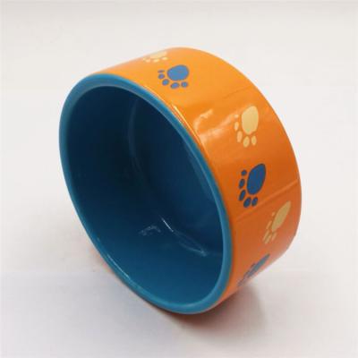 China Luster Disposable Chunky Colorful Round Pet Food Bowl Can Be Custom Exported To Europe USA Ceramic Pet Bowl for sale