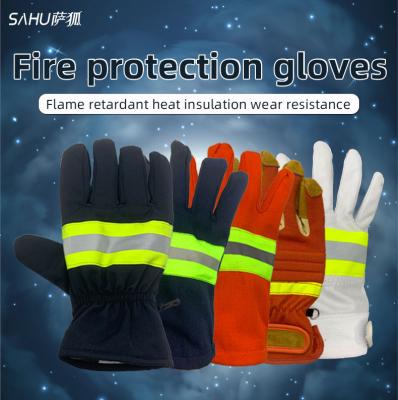 China Flame Retardant Gloves Fire Proof Fire Fighting Clothing Gloves Waterproof Non-slip Thickened Heat Insulation Work Gloves for sale