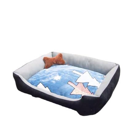 China ODM/OEM Viable Hot Selling Breathable Short Plush Pet Bed With Printed Mat for sale