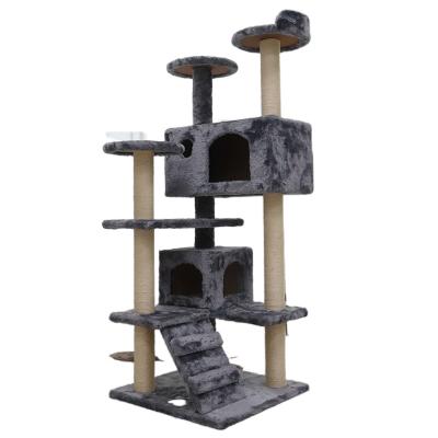 China Custom Made Multi Level 2 3 4 Layer Wooden Tower Toy For Big s Viable Scratching Mail Tree Towe for sale