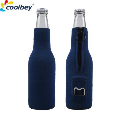 China Waterproof Custom Logo Neoprene Bottle Cooler Bags Sleeve Holder Insulation Zipper Zipper Beer Bottle Cooler for sale