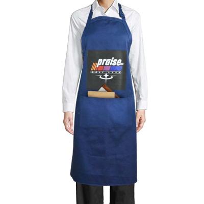 China Wholesale Reusable Apron With Pocket Custom Logo Adjustable Neck Strap Cotton Apron for sale