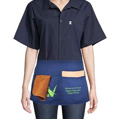 China Reusable Cheap Waist Aprons With Two Pockets Customized Design Logo Canvas Waist Apron for sale