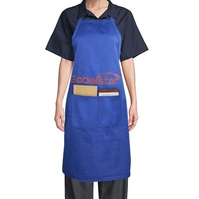 China Reusable Customized Apron Cooking With Two Front Pockets Adjustable Neck Strap Cotton Apron for sale