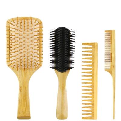 China Waterproof Bamboo Comb Men's Wooden Airbrush Cushion Massage Comb Men's Wood Detangling Hair Detangling Brush Custom Logo for sale