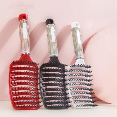 China Duct Customized Large Rubber Handle Comb Boar Bristle Duct Hot Sale Curved Hair Brush for sale