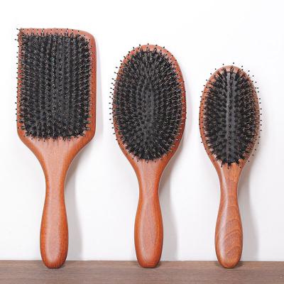 China Compact Customize Hair Brush Boar Bristle Massage Air Cushion Comb Hair Styling Tool Wooden Handle Hair Brush Magic Hair Brush for sale