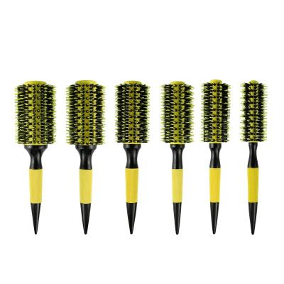 China Nondisposable Professional Custom Round Salon Hair Brush Professional Round Salon Brush ABS Boar Barrel Tube Boar Mane Aluminum Nylon Hairbrush for sale