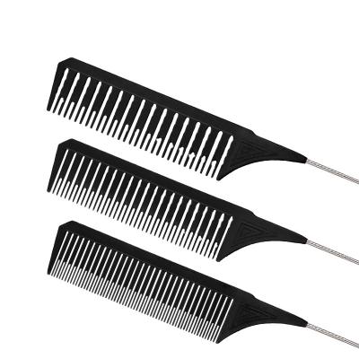 China 2022 salon middle comb customize logo rat tail hair styling hairdressing rat tail anti-static metal combs for sale