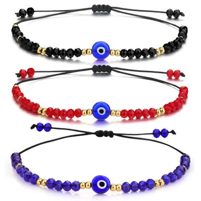 China 2022 CLASSIC Handmade Jewelry Gifts Braided Rope Chain Crystal Beads Bracelets For Women Colorful Evil Blue Eye Friendship Bracelets for sale