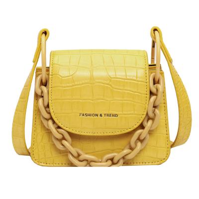 China 2022 New Fashion Handbags Fashion Small Crocodile Pattern All-match Simple Korean Shoulder Chain Messenger Square Bag for sale