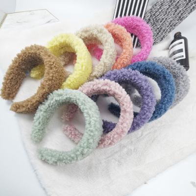 China 2022 colorful mommy and me new children plush cashmere headband autumn hair accessories winter female hairy headband for sale