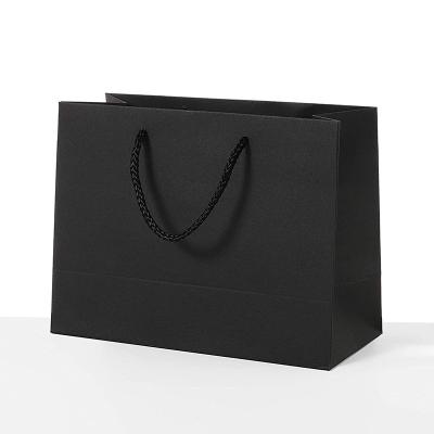 China Recycled Materials Wholesale Custom Printed Luxury Shopping Black Paper Gift Handle Bag With Paper Bags With Your Own Logo for sale