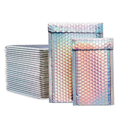 China jewelry & Watch & Custom Eyewear Packaging Holographic Silver Metallic Bubble Wraps Laser Bubble Mailing Mailing Waterproof Shockproof Bubble Bags for sale