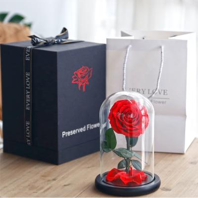 China Keepsake Every Love 7-8 cm Preserved Rose 50 Colors Stabilized Forever Eternal Roses in Glass Dome for Valentines Day Gifts for sale