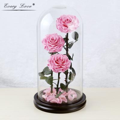 China Gifts Every True Love Brand Lasting Stabilized Rose In Glass Dome With Eternal Preserved Gift Box Gift Box for sale